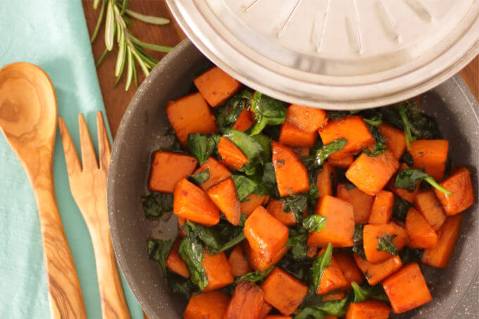 photo of sweet potatoes and spinach