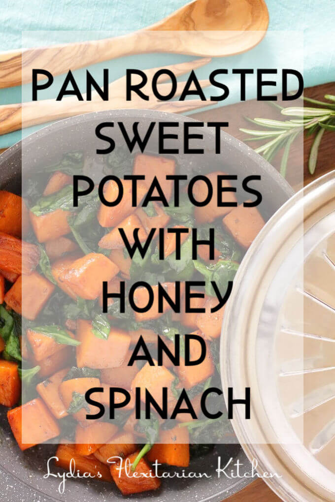 photo of sweet potatoes and spinach with text overlay