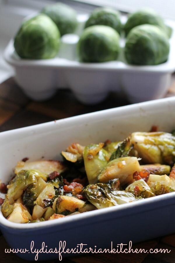 Bacon Roasted Brussels Sprouts ~ Lydia's Flexitarian Kitchen