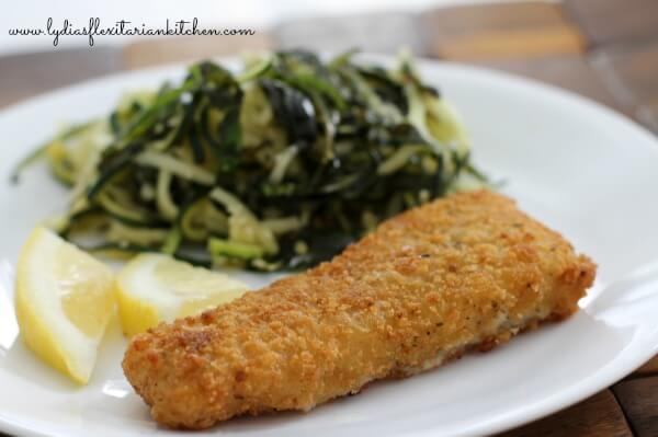 Gorton's Real Solutions Fillets with Zucchini Noodles ~ Lydia's Flexitarian Kitchen