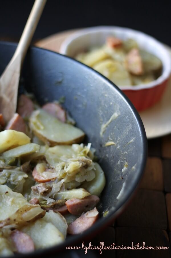 Sauerkraut & Sausage Skillet ~ Lydia's Flexitarian Kitchen