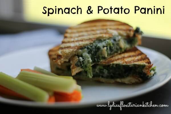 Spinach & Potato Panini ~ #vegan #sandwich #recipe ~ Lydia's Flexitarian Kitchen