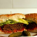 Mushroom & Nut Burger ~ #MeatlessMondays ~ Lydia's Flexitarian Kitchen