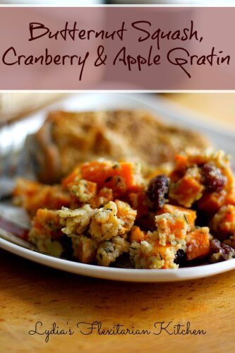 Butternut squash, apple and cranberry gratin ~ Lydia's Flexitarian Kitchen