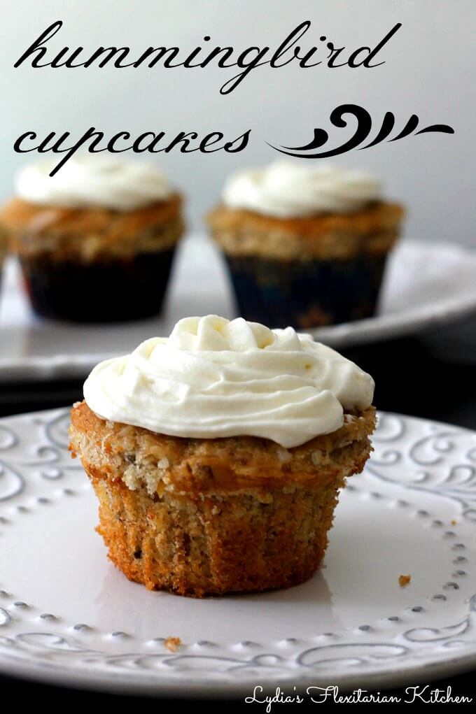Hummingbird Cupcakes with Cream Cheese Frosting ~ Lydia's Flexitarian Kitchen