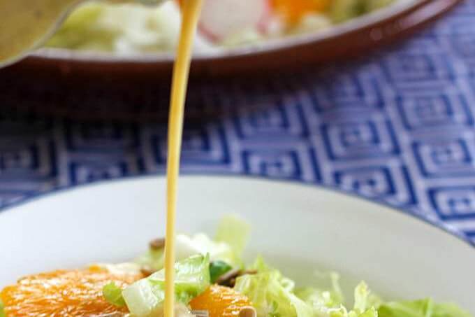 Oil Free Mustard Vinaigrette over Orange Avocado Salad ~ Lydia's Flexitarian Kitchen