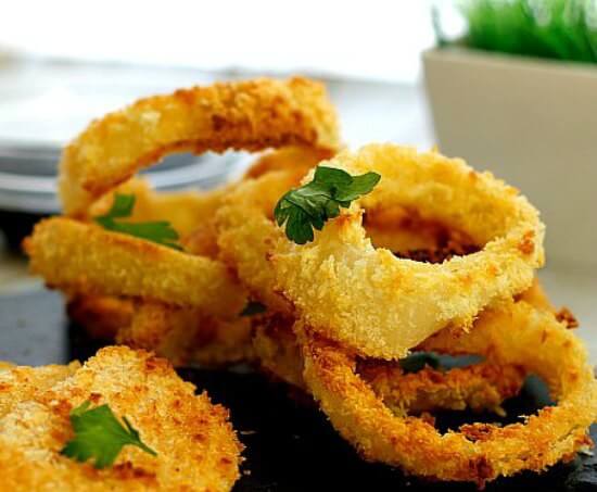 Oven Fried Onions Rings and Other Veggies ~ Crispy Not Oily ~ Lydia's Flexitarian Kitchen