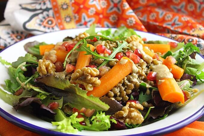 Lentil Salad with Roasted Carrots and Walnuts ~ Jamie Oliver ~ I ♥ Cooking Clubs ~ Lydia's Flexitarian Kitchen