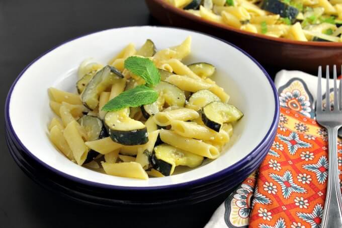 Penne with Zucchini and Mint ~ I Heart Cooking Clubs Potluck ~ inspired by Ellie Krieger ~ Lydia's Flexitarian Kitchen