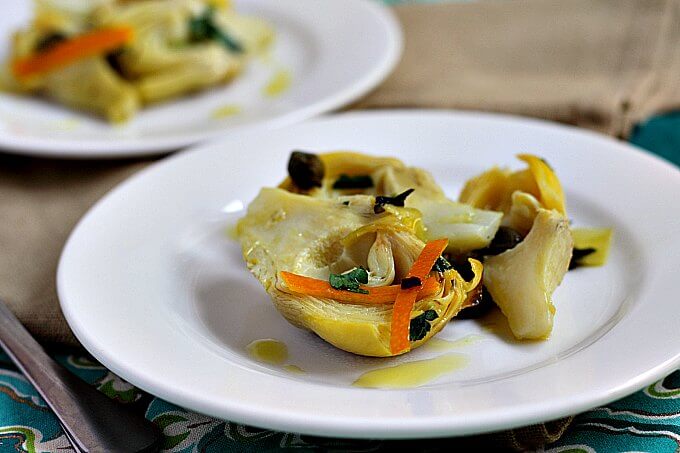 Artichokes with Orange and Capers ~ Lydia's Flexitarian Kitchen