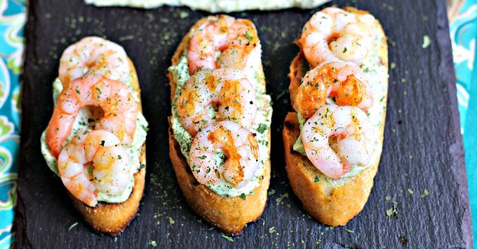 Shrimp on Toast with Garlic Herb Mayo ~ Lydia's Flexitarian Kitchen