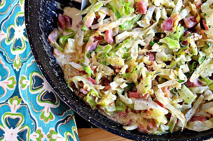 Cabbage Alfredo Skillet. Low carb and flavorful! ~ Lydia's Flexitarian Kitchen