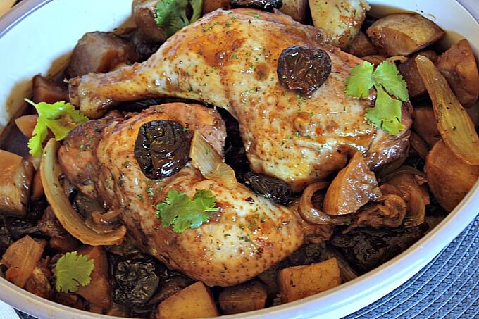 Ottolenghi's Chicken with Potatoes, Pomegranate and Prunes ~ Lydia's Flexitarian Kitchen