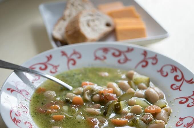 Vegetable Soup with Pesto ~ Lydia's Flexitarian Kitchen