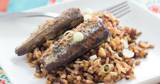 Sardines with Seasoned Rice ~ Lydia's Flexitarian Kitchen