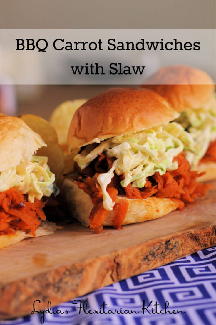 BBQ Carrot Sandwiches with Slaw ~ Lydia's Flexitarian Kitchen