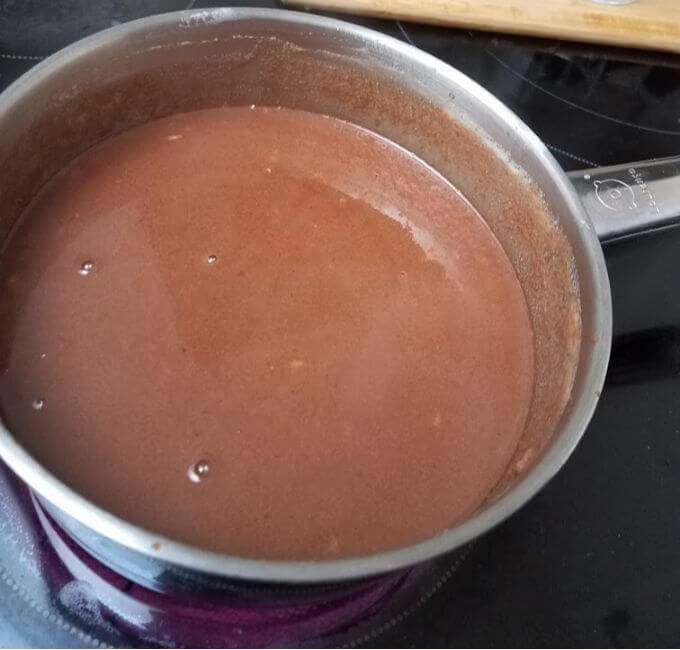 photo of homemade chocolate custard after adding chocolate