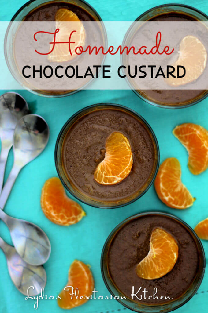 large photo of homemade chocolate custard with text