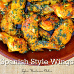 large photo of Spanish style chicken wings with text overlay