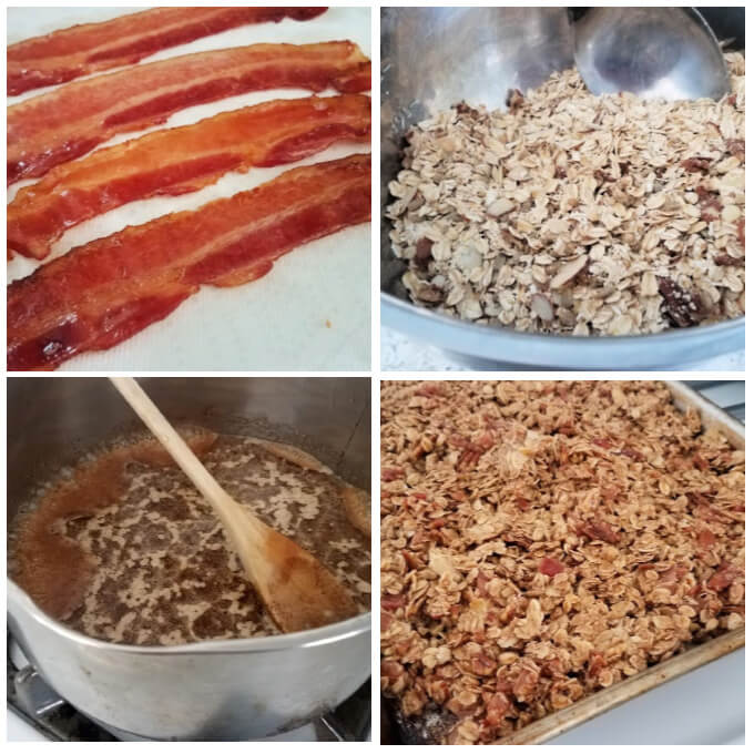 All the steps involved in making bacon granola