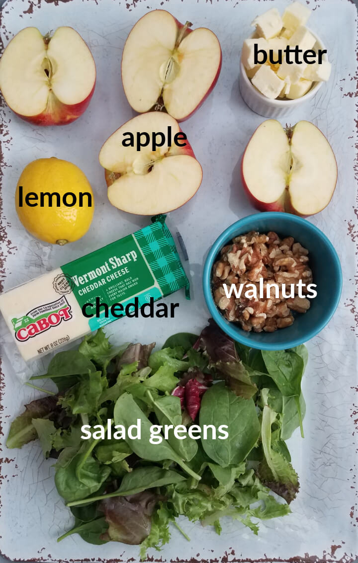 ingredients needed to make grilled apple cheddar salad