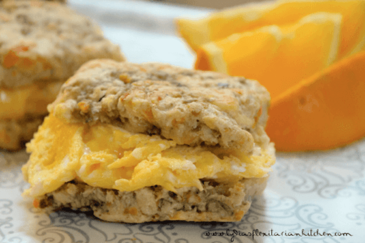breakfast sandwich made from sausage biscuit