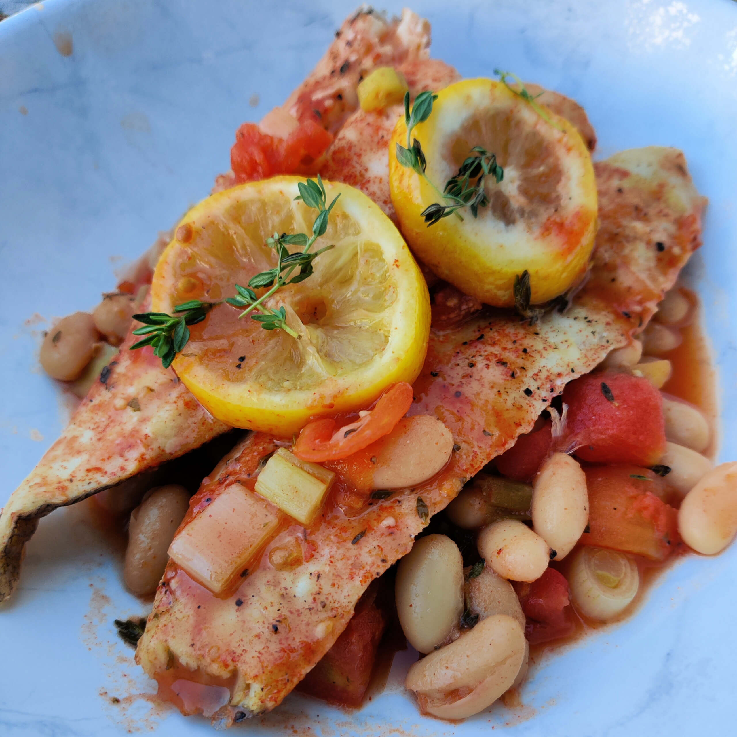 Portuguese style fish in a bowl